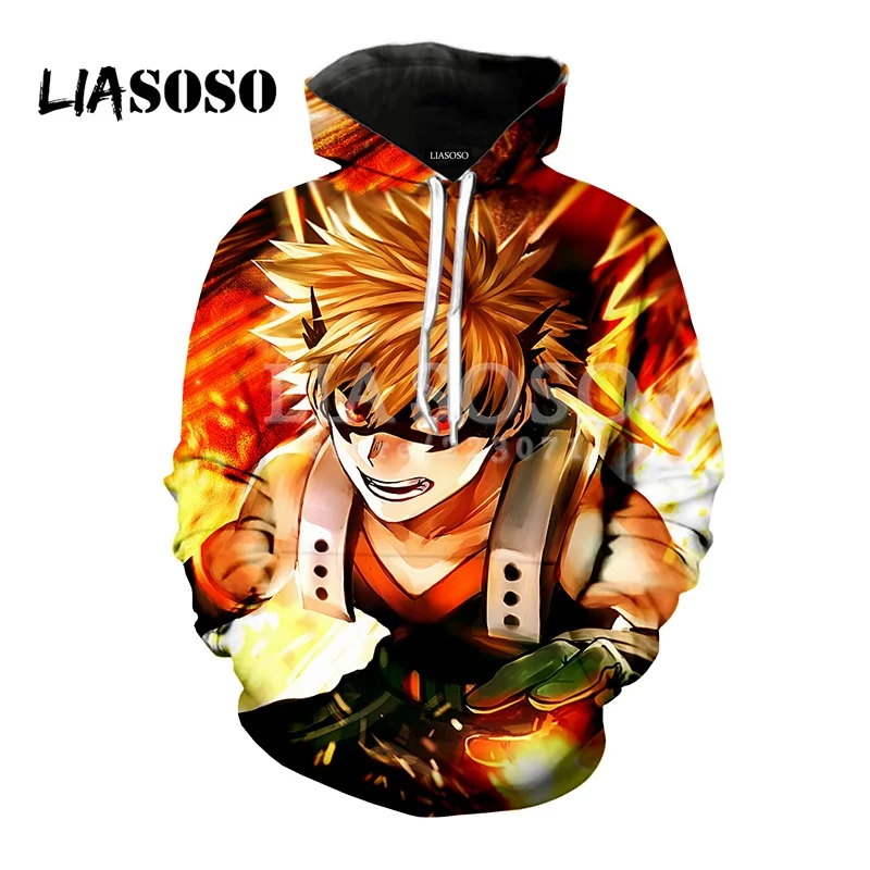 LIASOSO осенняя Новинка мужская женская модная толстовка 3D принт аниме My Hero Academy с