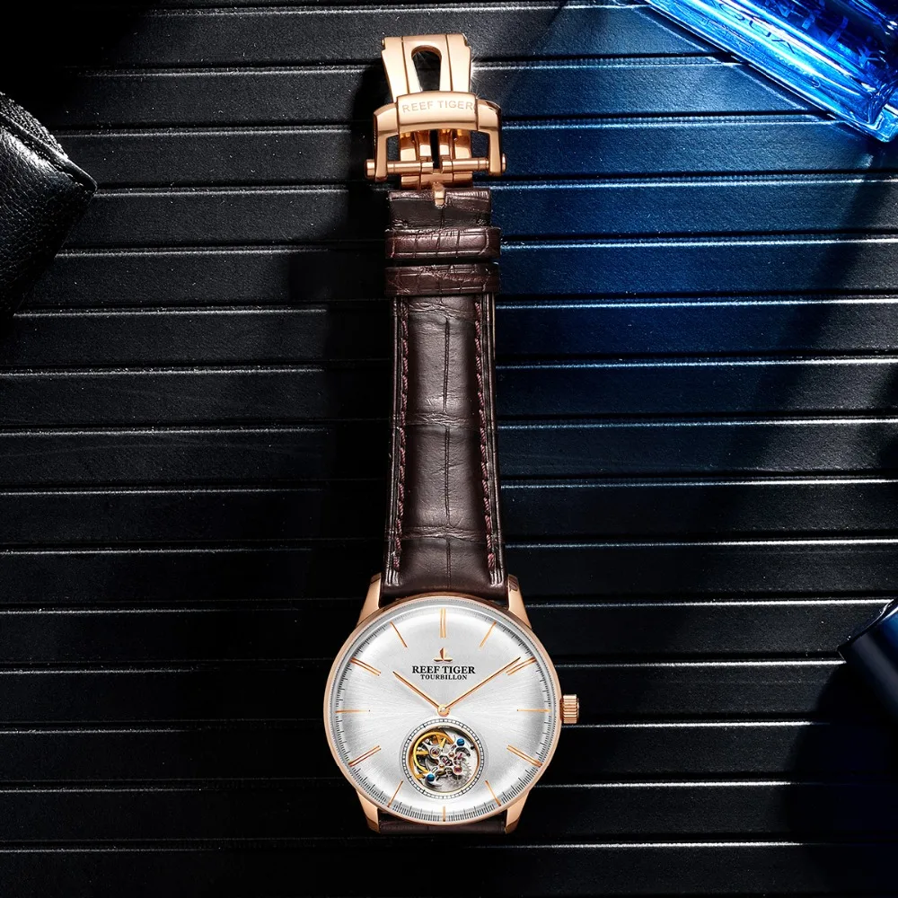 Риф Тигр/RT лучший бренд класса люкс для мужчин chaincal Tourbillon часы сапфировое стекло розовое золото часы relogio masculino RGA1930