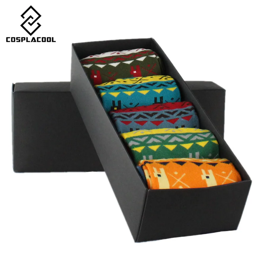 [COSPLACOOL]5 пар/лот Новое поступление мужские носки Модные цветные большого размера