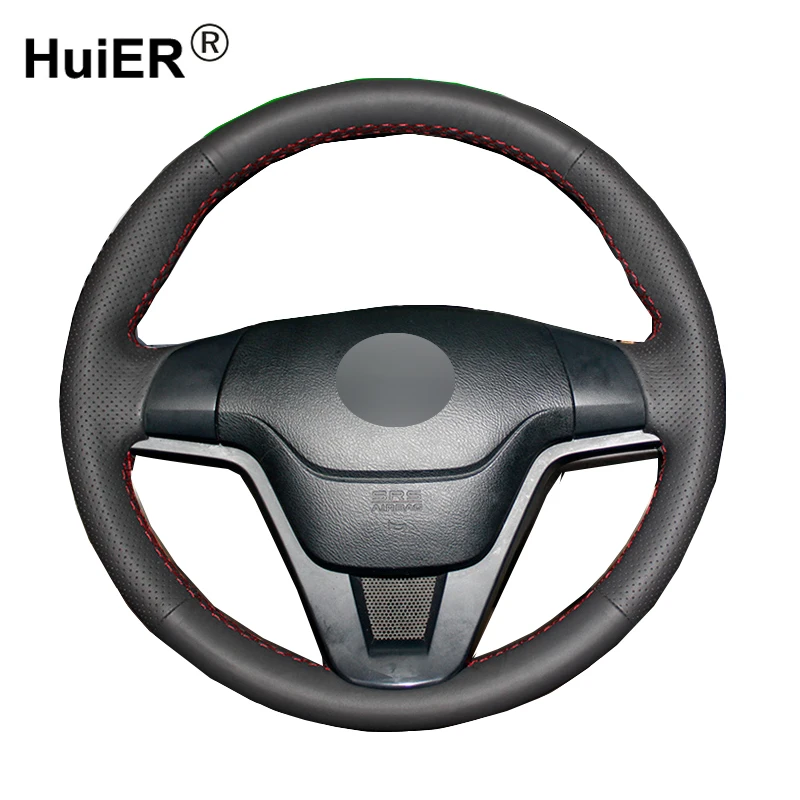 

Чехол рулевого колеса автомобиля HuiER для ручного шитья, черный кожаный Стайлинг автомобиля для Honda CRV 2007 2008 2009 2010 2011