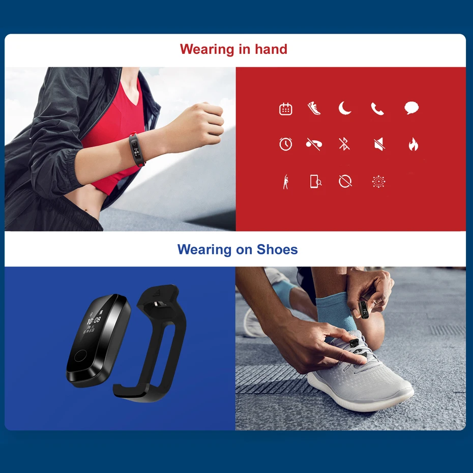 Huawei Honor Band 4 работает умный Браслет 50 м Водонепроницаемый фитнес-трекер сенсорный экран уведомления о звонках