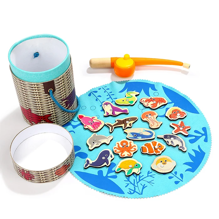 2018 New Wooden Magnetic Fishing Toys Set With A Creel Game Kids Gifts For 2+ Years Old Intelligence Development | Игрушки и хобби
