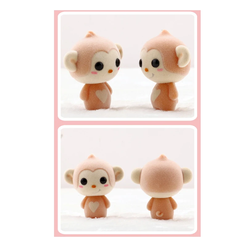 Cute Furry Monkey Flocking Dolls Toy Mini Animals Toys Car Home Decoration Chinese Zodiac for Kid Gift Figures | Игрушки и хобби
