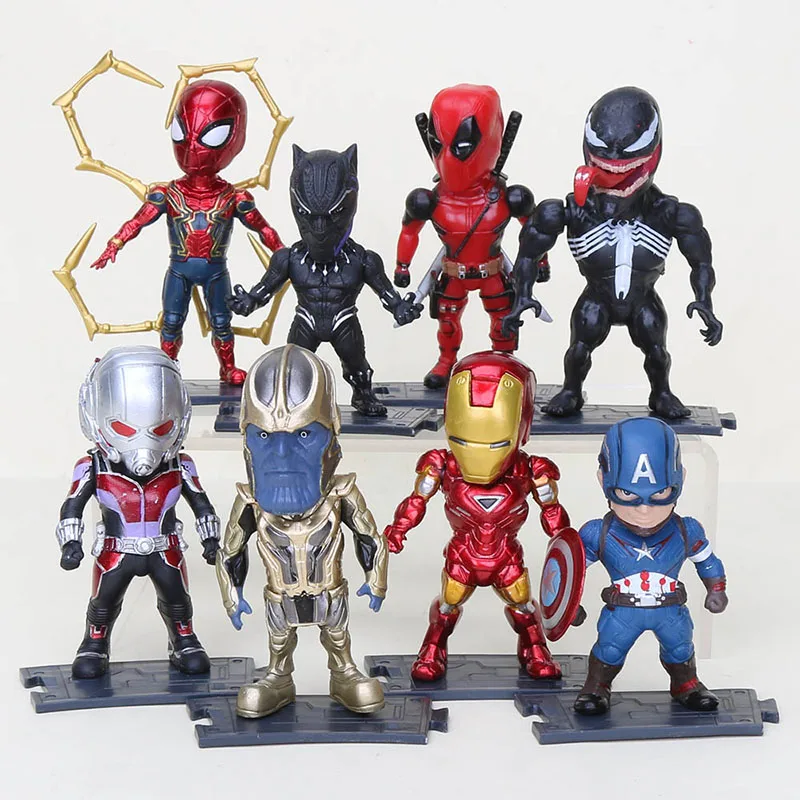 8 шт./компл. 8-11 см Marvel игрушки Мстители завершающей ПВХ фигурки "Человек-паук" Ronin с принтом «Железный человек», «Капитан Америка» Marvel танос комплект одежды с принтом из фильма «Человек-Муравей», модель куклы