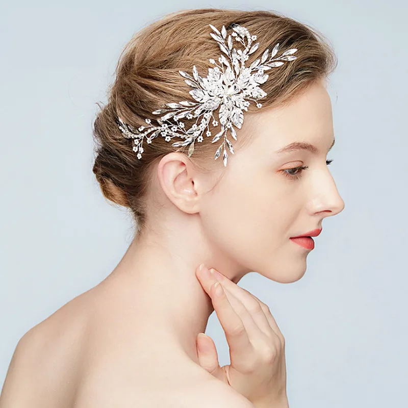 Новинка 2019 изысканные украшения невесты ручной работы в виде листьев серебряный