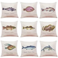 hglegyw 18 marine fish pattern cotton linen cushion cover pillow case home decor