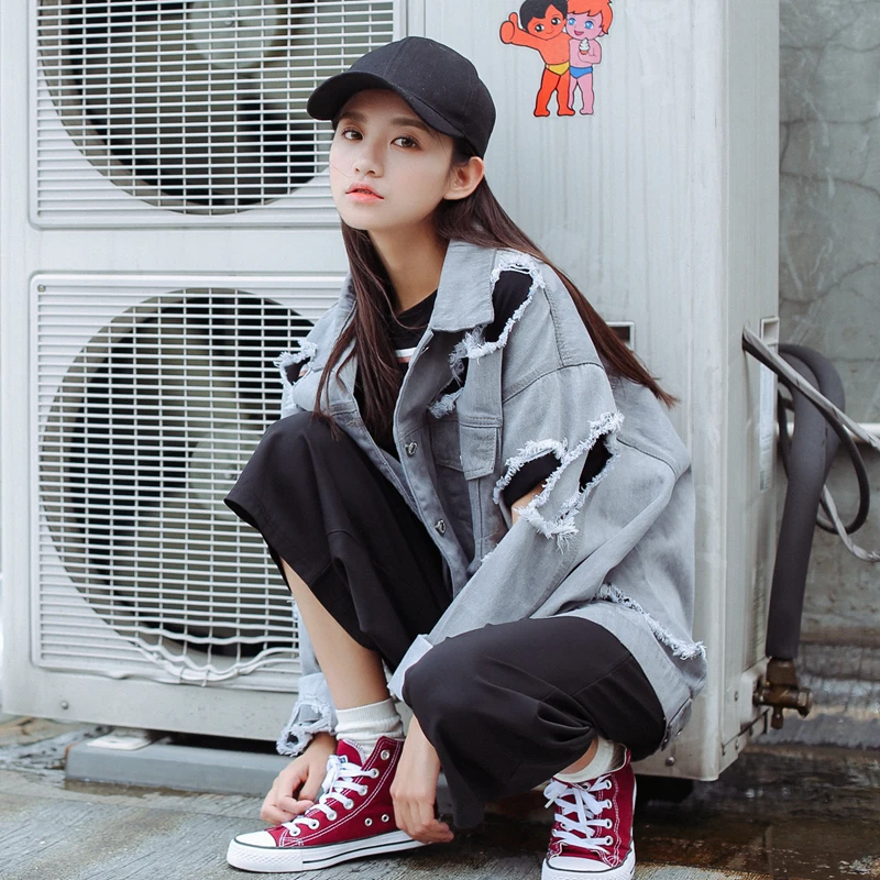 2017 джинсовые куртки большого размера Осенняя Модная Джинсовая куртка с длинными