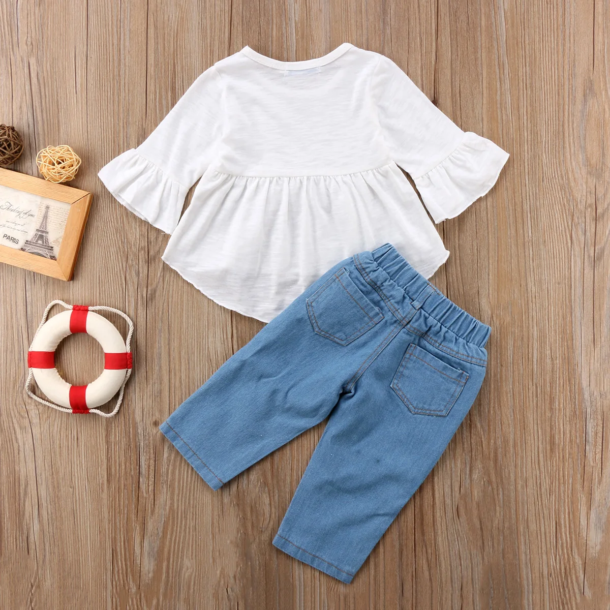 Комплект модной одежды для маленьких девочек новинка 2018 года однотонная туника