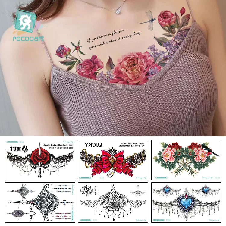 Fashinal Clavicle, Женская татуировка, водостойкая, для тела, временная, боди-арт, татуировки, наклейки, Большая татуировка, племенная татуировка на талии живота