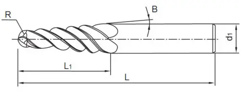 1 шт. R1 * D8 60 100L 2F HRC55 вольфрамовые твердосплавные удлиненные конические