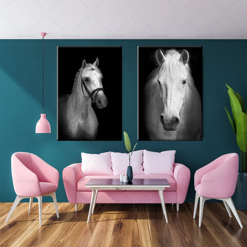 Настенная Картина на холсте с изображением лошади слона жирафа совы Льва