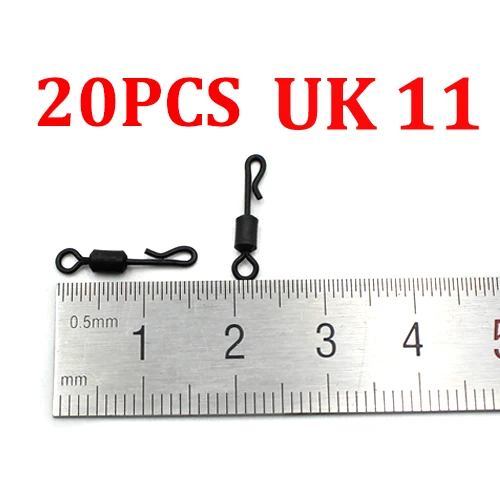 20Pcs UK11 20 шт. быстросменный Поворотный шарнир с твердым кольцом для ловли карпа, длинный корпус, рыболовный терминал, рыболовные снасти, Поворотный соединитель для ловли карпа - Цвет: 20Pcs UK11