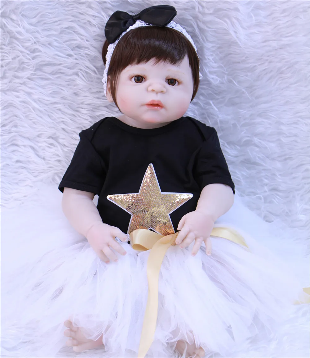 Новейшая кукла для новорожденных девочек 22 &quot полностью силиконовая в платье