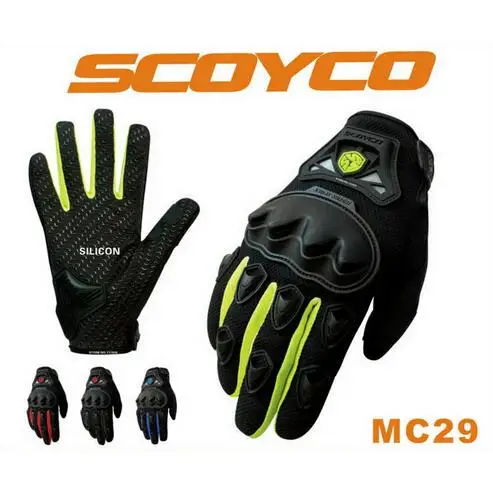 (1 пара и 4 цвета) бренд Scoyco MC29 мотоциклетные перчатки с полным пальцем резиновая