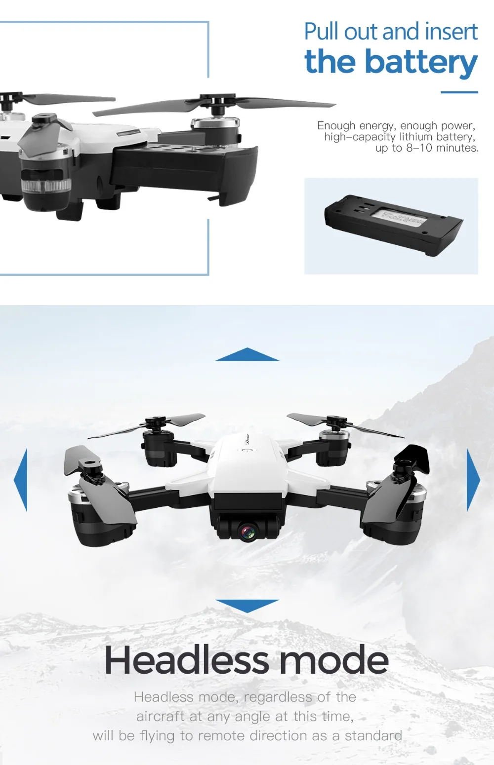20 м Мини-Дрон WiFi FPV Квадрокоптер складной селфи RC Дроны с 720P широкоугольной HD камерой удержание высоты RC вертолет