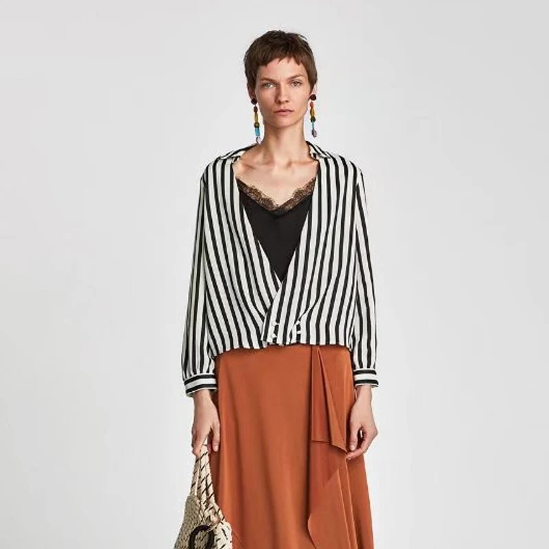 Из двух частей рубашка с длинными рукавами женские топы 2018 летняя сорочка Femme