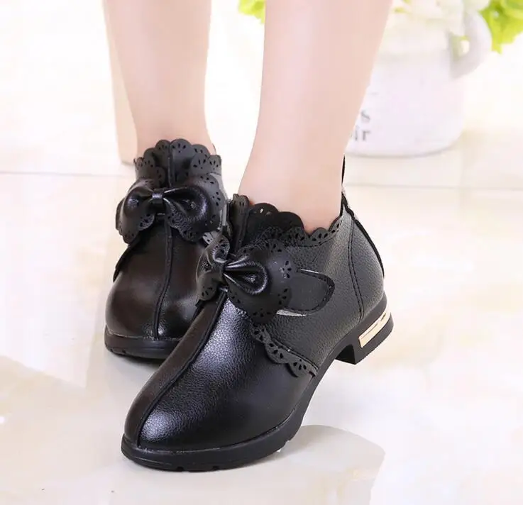 Бархатная обувь принцессы для девочек Теплые детские зимние ботинки Кожаная