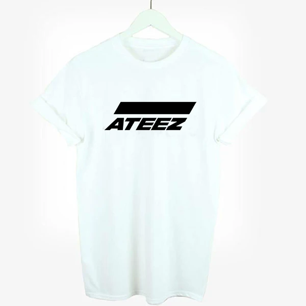 Акция, летняя женская футболка ateez, женские футболки, женская футболка в Корейском стиле, футболка ulzzang harajuku, женские футболки - Цвет: Белый