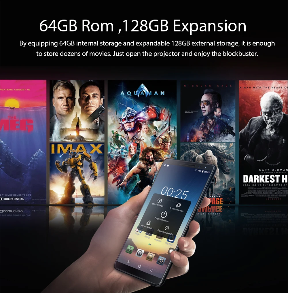 Blackview MAX 1 мини проектор портативный домашний кинотеатр MT6763T Android 8 мобильный