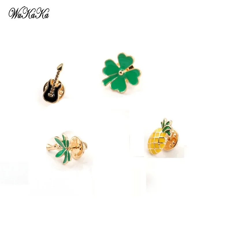4 pcs 1 set Cartoon Brooch Set For Women Cute Jeans Gitar metal pin badges backpack Enamel pins Clothing Decoration Pins | Украшения и