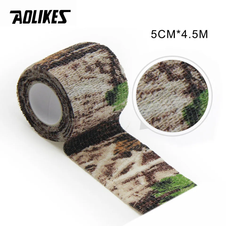 Camo L AOLIKES 5 см* 450 см самоклеющиеся эластичные бинты из нетканого материала кинезиологическая лента Защитное снаряжение колено локоть поддержка травмирования колодки - Цвет: Camo L