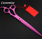 Новые высококлассные японские 440c 8 дюймов Розовые ножницы для стрижки собак Ножницы Для Стрижки домашних животных Парикмахерские ножницы