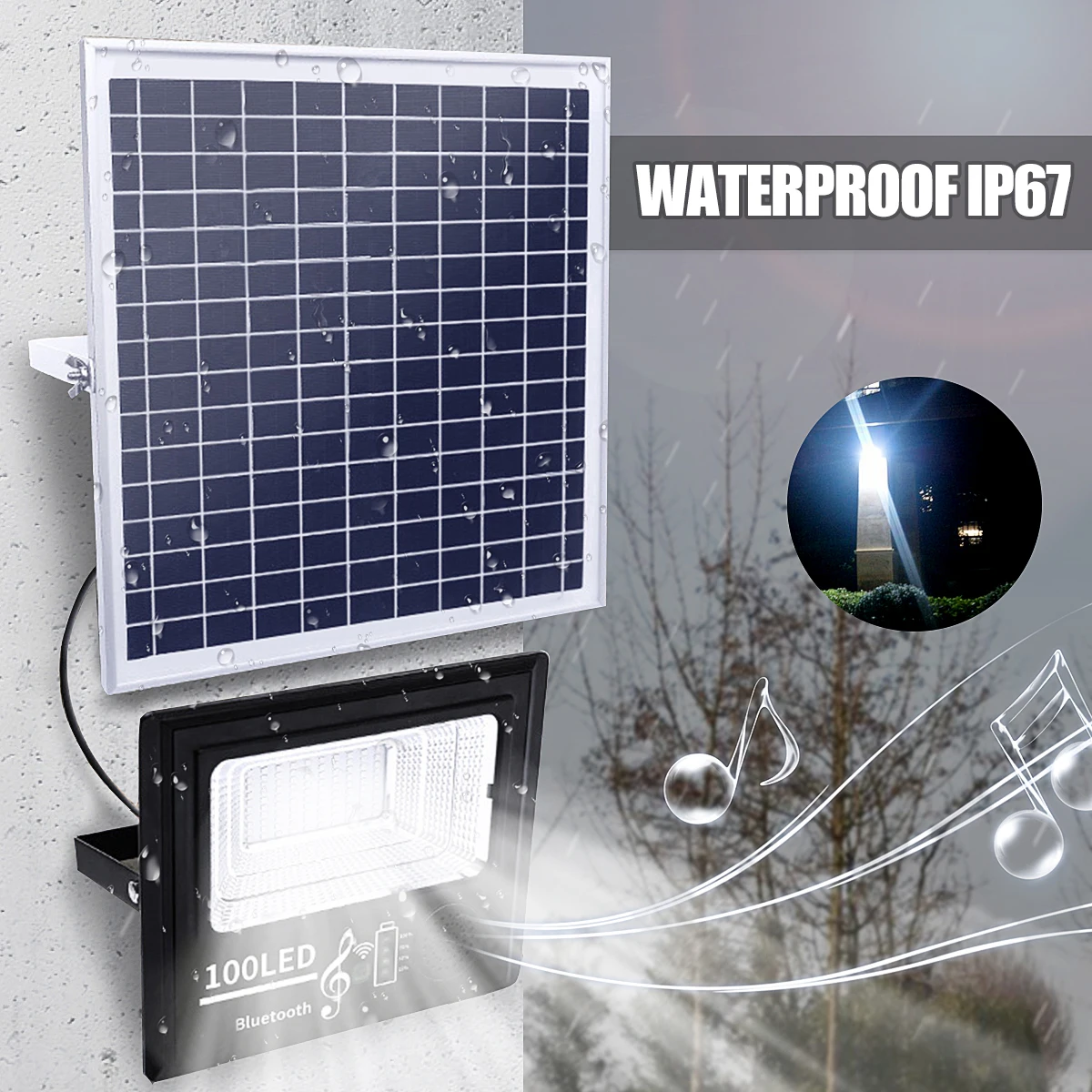 50/100/192/300 светодиодный солнечный Мощность 50 W/100 W/200 W/300 Вт для слушания музыки потолочные светильник bluetooth Динамик напольный светильник IP67 Водонепроницаемый энергосберегающие лампы