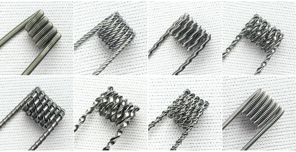 Volcanee 10 шт. Alien Clapton катушка плоская витая Плавленая Clapton Quad Tiger нагревательный провод Vape сопротивление предварительно изготовленная катушка