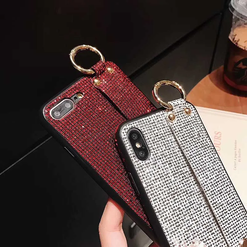 Роскошный мягкий чехол из ТПУ на запястье для iphone 6 6s 7 8 plus X Xs max XR блестящий |