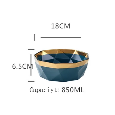 Geometric bowl Европейская керамическая тарелка, набор посуды, Золотая инкрустация, фарфор, десерт, стейк, салат, закуски, рис, суп, большая чаша, тарелка для торта, посуда, поднос - Цвет: Geometric bowl
