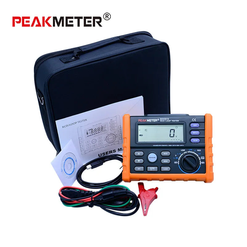 PEAKMETER MS5910 цифровой измеритель сопротивления RCD тестер сопротивления петли мультиметр для GFCI тестирование сопротивления петли