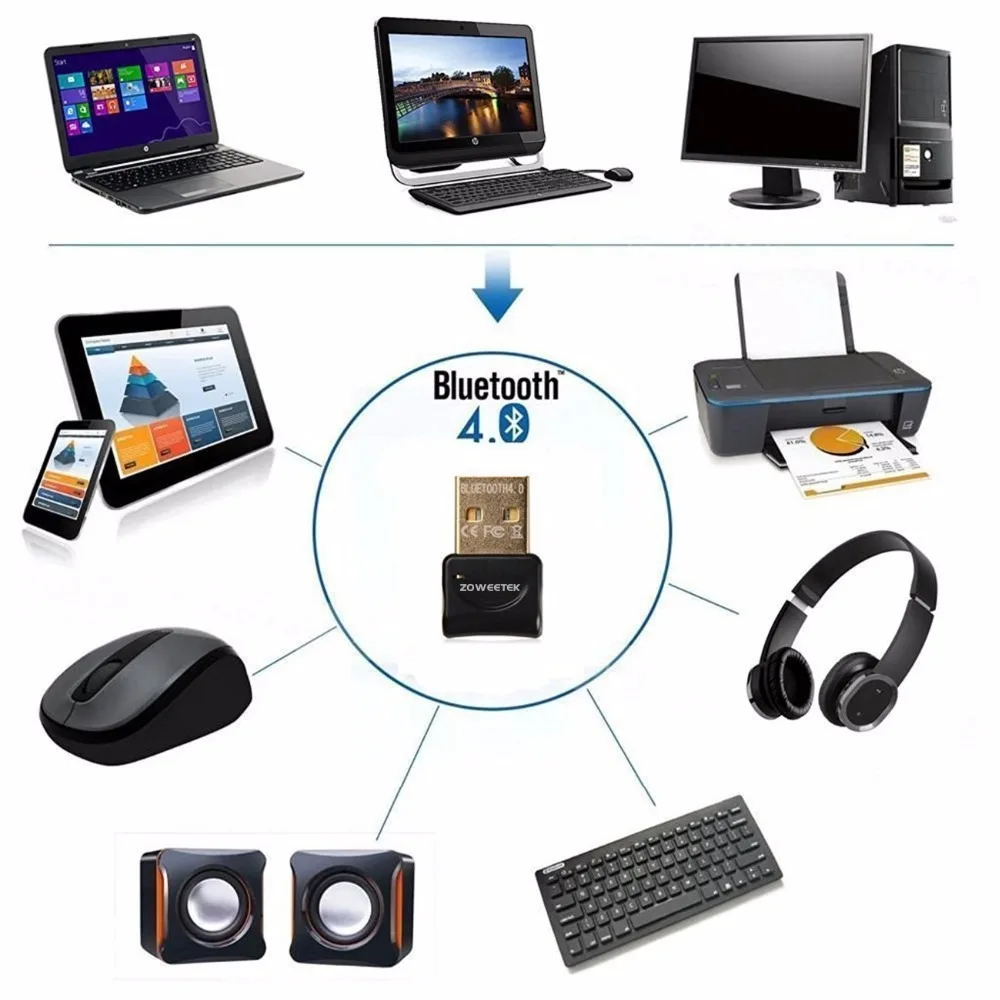 Zoweetek USB Bluetooth адаптер беспроводной Bluetooth V4.0 ключ аудио передатчик музыкальный приемник адаптер для компьютера ПК ноутбука