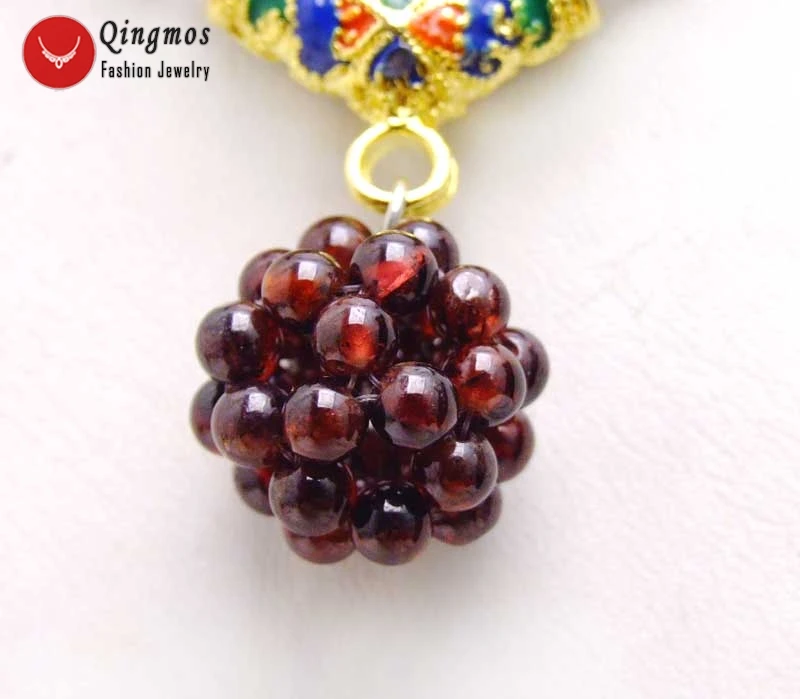 Qingmos Brown Round 18-20mm Ball Natural Garnet Pendant Necklace for Women with Handwork Weaving 5mm Pearl Chokers 17&quot | Украшения и