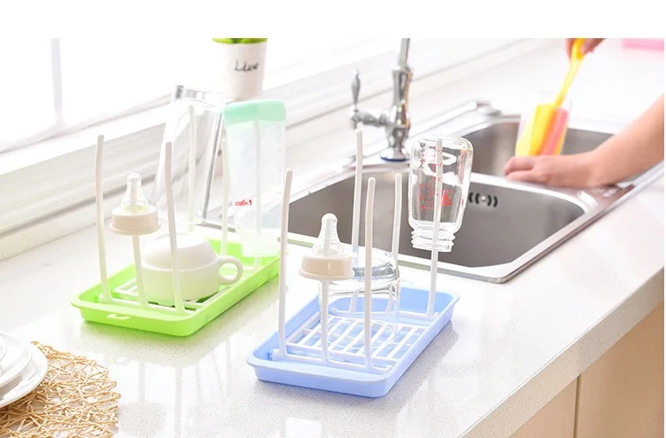 Bottle Dry Rack Baby Bottle Drain Drying Racks Blue Pink Baby Bottle Cleaning Dryer Drainer Drying Rack Feeding Cup Holder