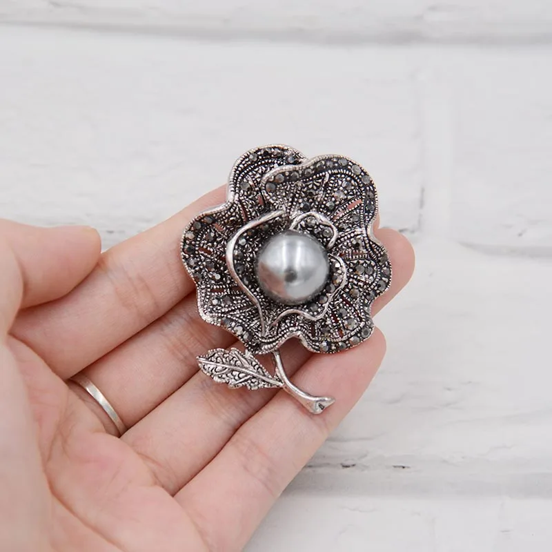 Брошь в виде цветка со стразами и кристаллами Женская винтажная одежда модные ювелирные изделия аксессуар