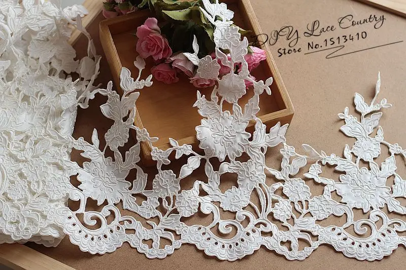 Бесплатная доставка 39 см в ширину (5 ярдов/партия) Alencon цвета слоновой кости