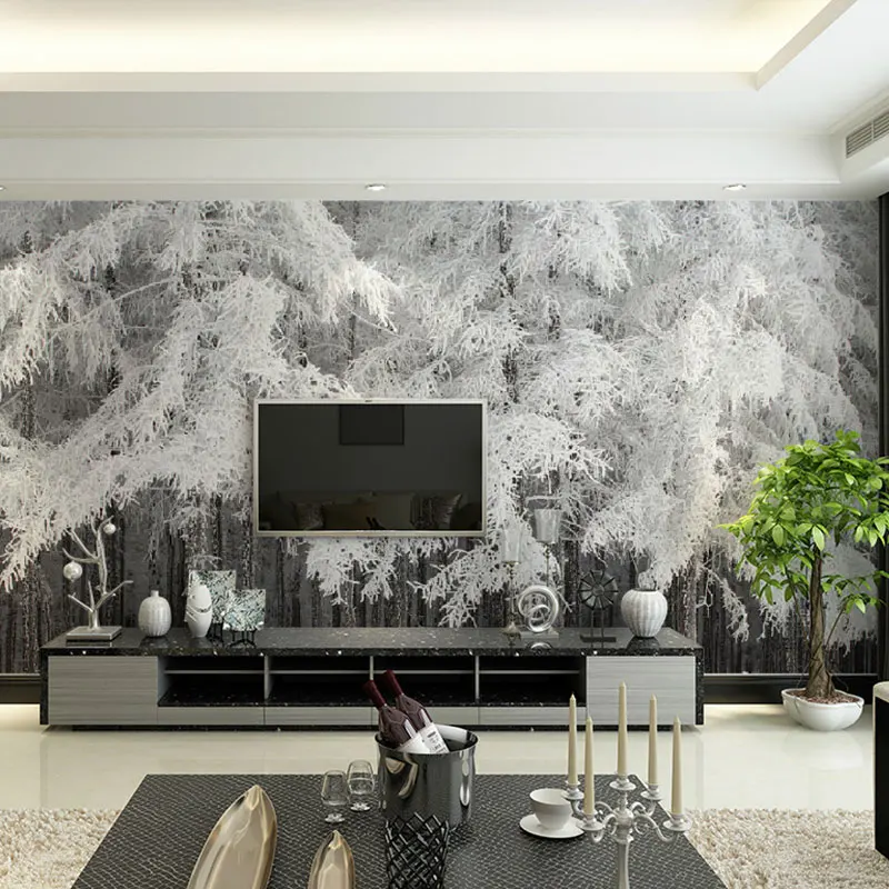 Снежное дерево лес фото обои росписи домашний декор 3D гостиная спальня Behang