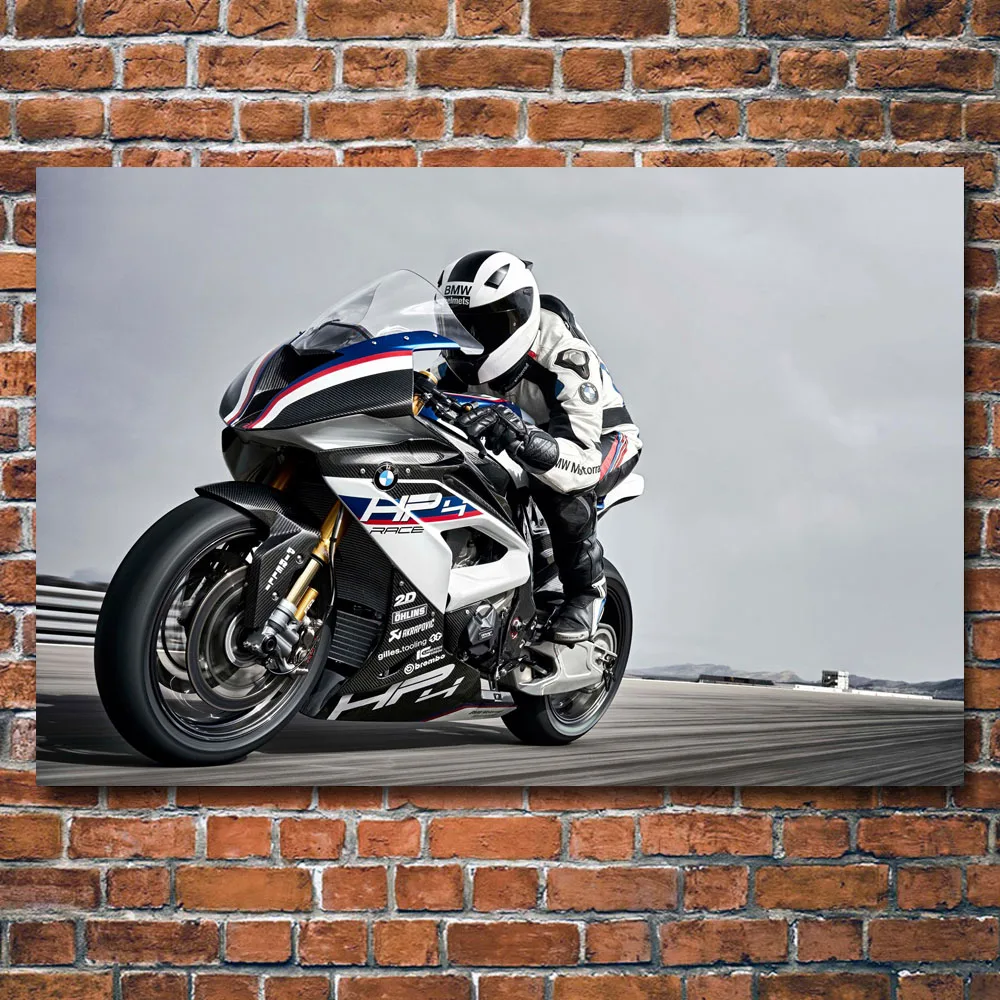 Мотоцикл B M W HP4 гонки Superbike обои настенный художественный постер картина