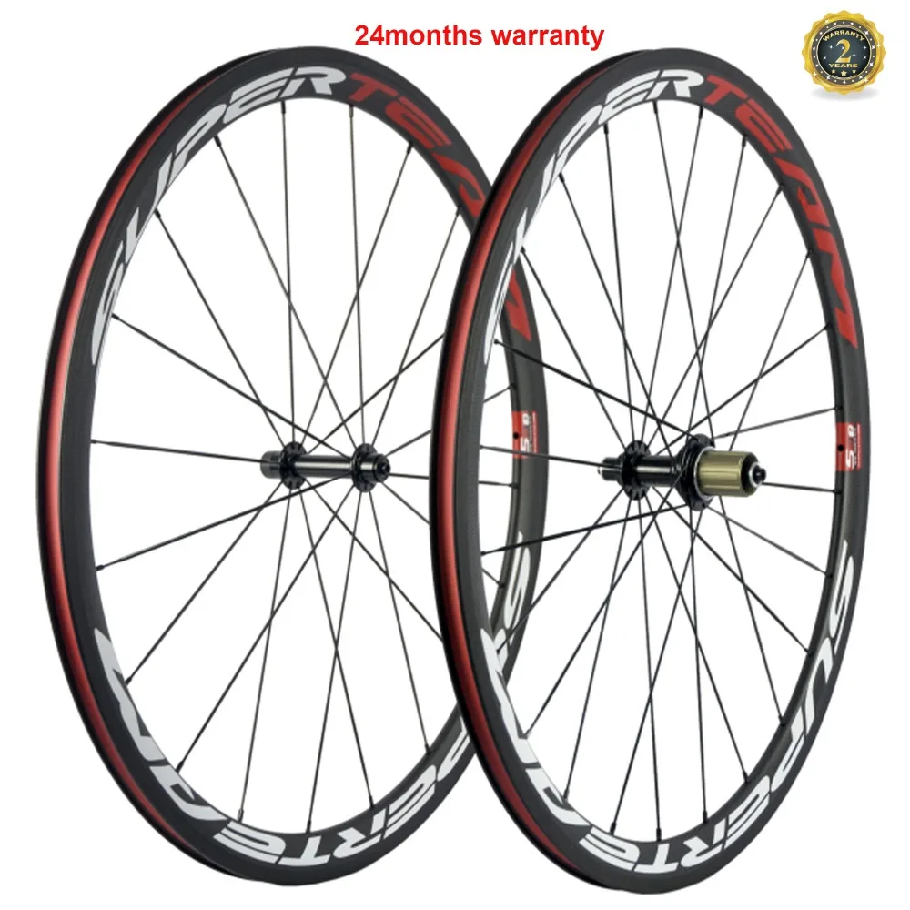 

Superteam 38mm Carbon wheelset Clincher 23mm width Tubular bicycle wheels with R13 hub basalt braking surface