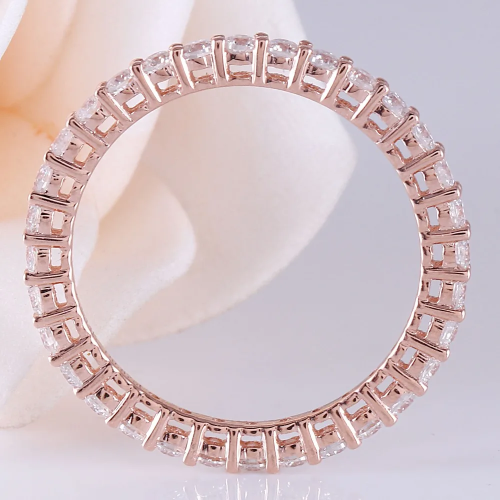 TransGems 14K 585 розовое золото 1,8 мм F цвет Moissanite полная Вечность Обручальное кольцо для женщин юбилейные подарки ювелирные украшения