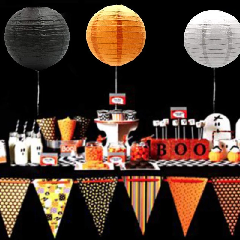 9 шт. оранжевые белые черные бумажные китайские фонари lanterne papier lampion свадьба