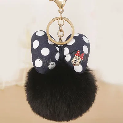 black Микки Подушка Porte clef пушистый брелок помпон llavero шарик из меха кролика на сумку брелок для женщин chaviro sleutelhanger EH889 - Цвет: black