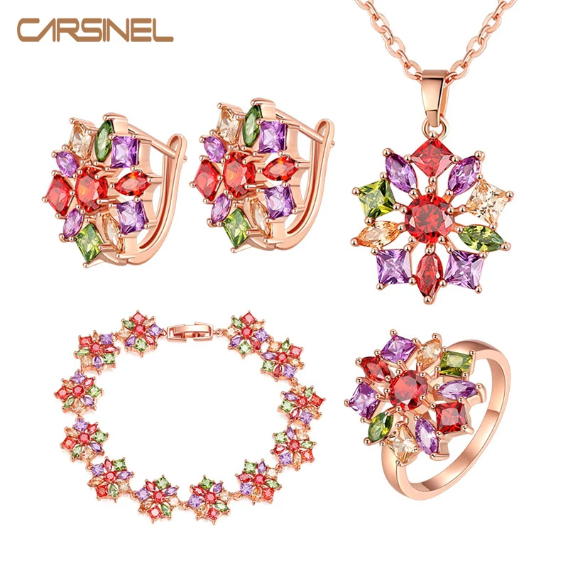 Женский набор ювелирных изделий CARSINEL из розового золота с разноцветным