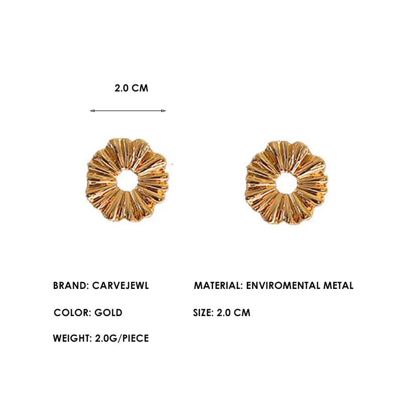 Carvejewl Korean design small edgy round stud earrings for women jewelry simple irregular geometric student teen folded earring | Украшения