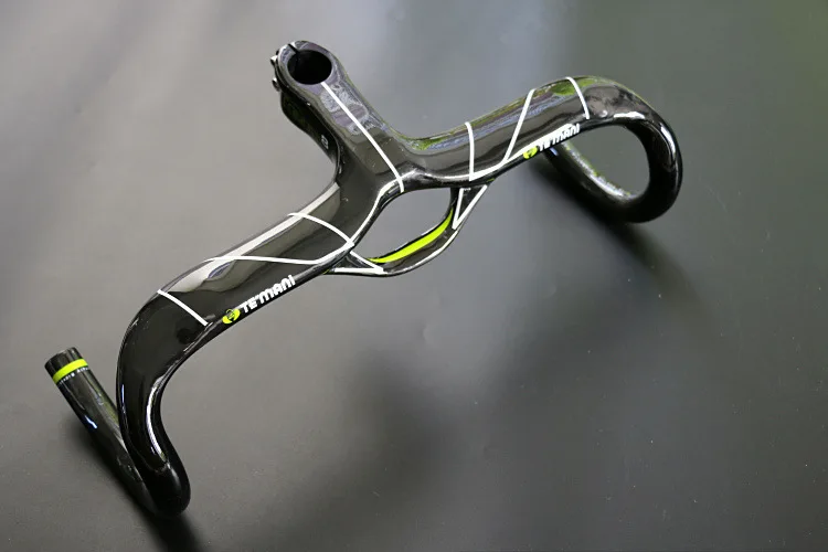 

TEMANI Carbon Fiber Bike Road Handlebar+Stem 28.6mm Integrated Handlebar Road Bent Bike Ultralight 400/420/440mm With Code Stand
