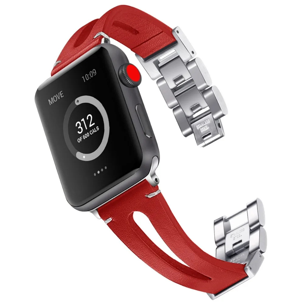 Ремешок из натуральной кожи для Apple watch band 44 мм/40 мм 42 мм/38 металлический браслет с