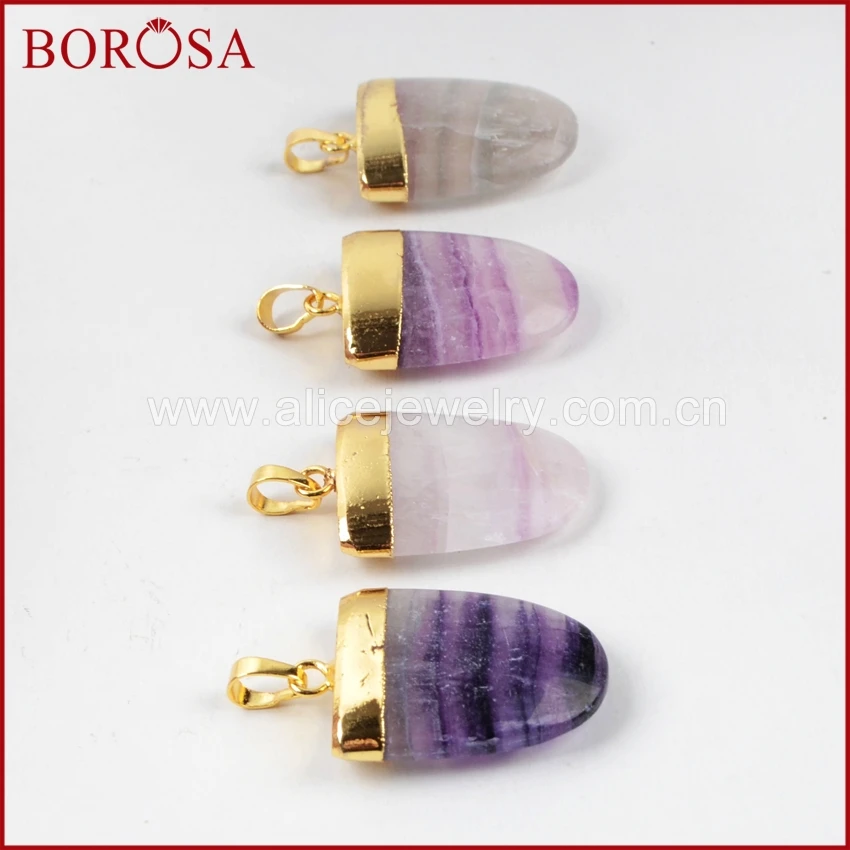 BOROSA 1 шт. натуральный экран Multi-цветной флюорит граненый Кулон Бусы Радужный