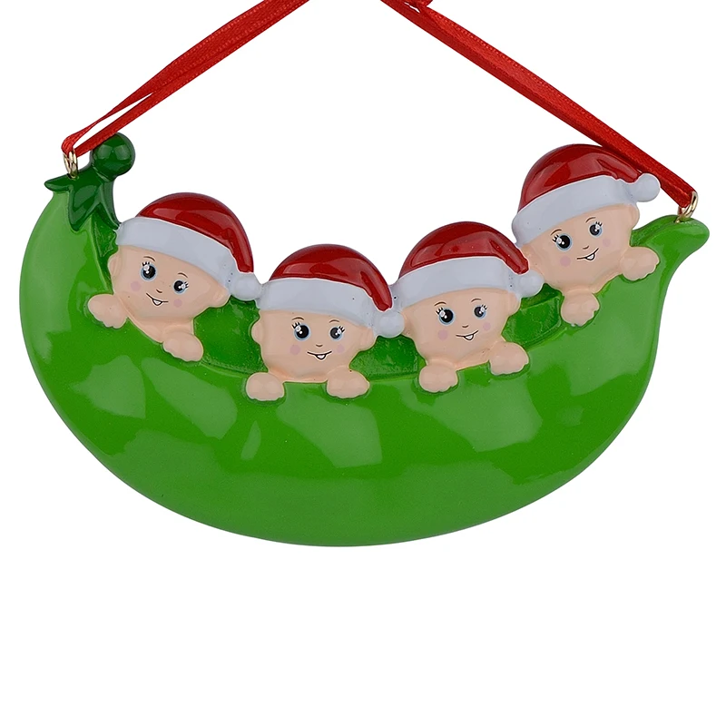 Смола Peapod семья из 4 рождественские украшения персонализированные подарки