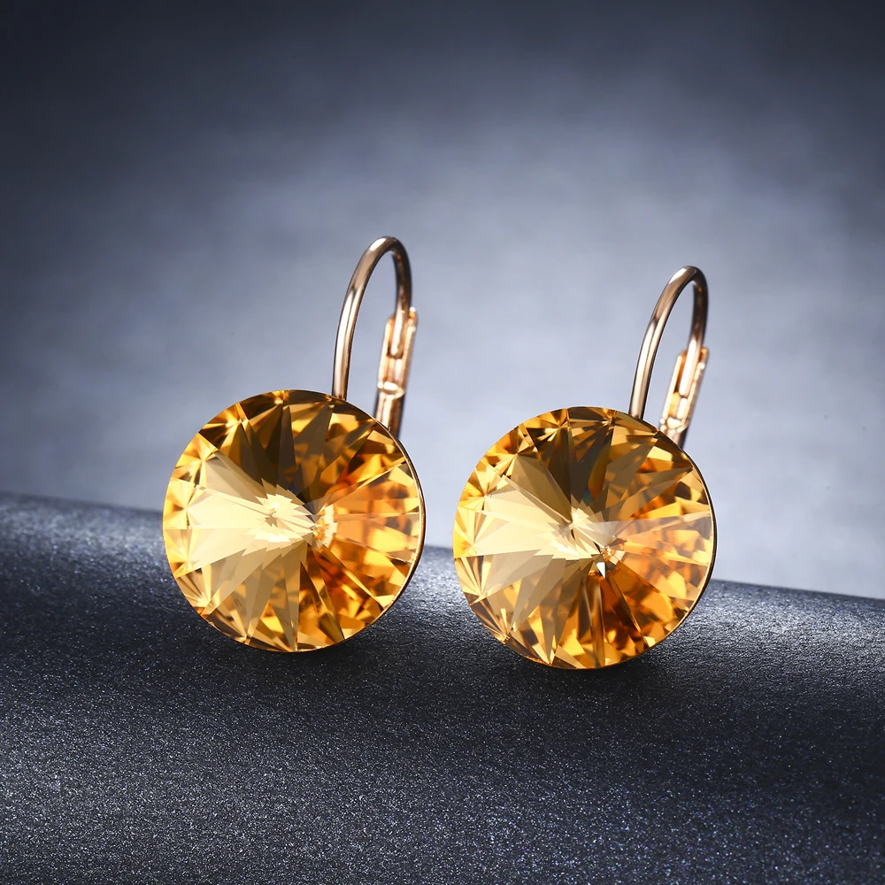 100% Австрия 18K позолоченные хрустальные серьги подвески Италина Ригант|earrings