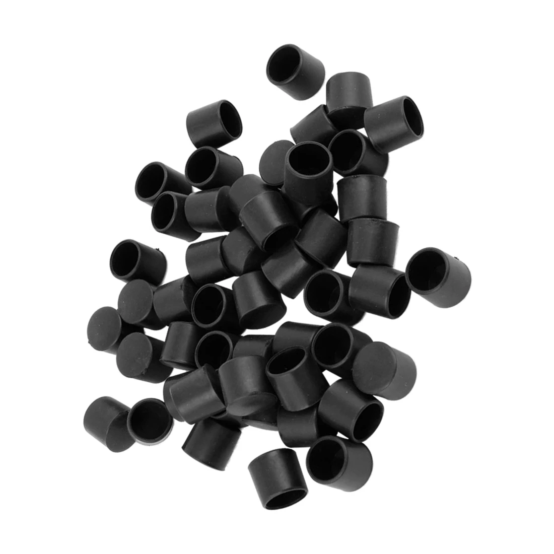 

50 Pcs Black Rubber PVC Flexible Round End Cap Round 12mm Foot Cover